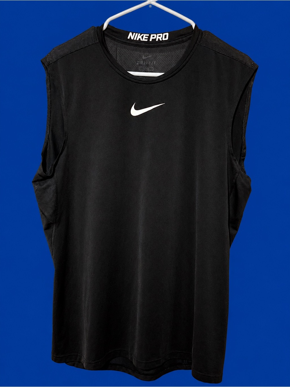 Nike Black Men's Sleeveless Performance Tank with White Swoosh